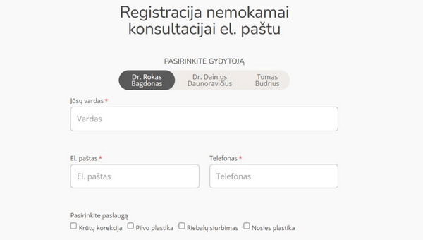 registracija nemokamai konsultacijai plastine chirurgija